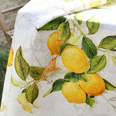 Tovaglia Limoncello tessitura toscana in puro lino fantasia limoni