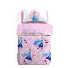 Trapunta invernale Caleffi Disney Frozen Natura con Elsa in puro cotone, per letto singolo.. Colore rosa.